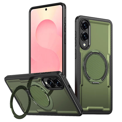 For Galaxy S25 Edge 5G Kalebol Metal 360 Degree Rotation Holder MagSafe Phone Case - Green - EDA008480908E