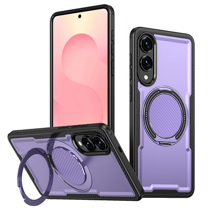 For Galaxy S25 Edge 5G Kalebol Metal 360 Degree Rotation Holder MagSafe Phone Case - Purple - EDA008480908F