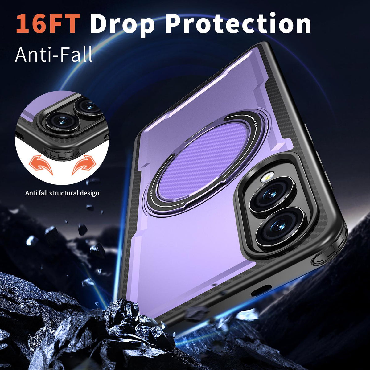 For Galaxy S25 Edge 5G Kalebol Metal 360 Degree Rotation Holder MagSafe Phone Case - Purple - EDA008480908F