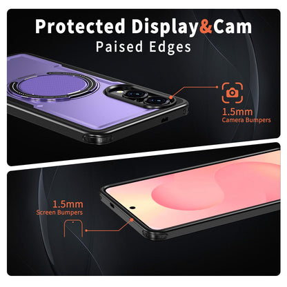 For Galaxy S25 Edge 5G Kalebol Metal 360 Degree Rotation Holder MagSafe Phone Case - Purple - EDA008480908F