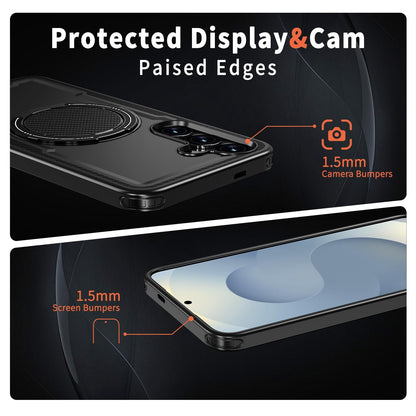 For Galaxy S24 FE 5G Kalebol Metal 360 Degree Rotation Holder MagSafe Phone Case - Black - EDA008480911A