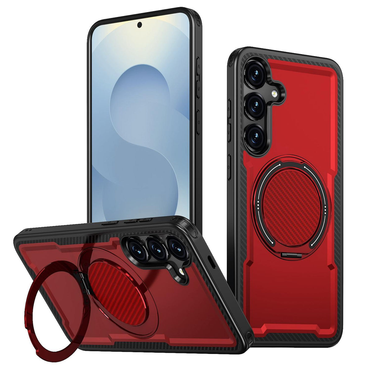 For Galaxy S24 FE 5G Kalebol Metal 360 Degree Rotation Holder MagSafe Phone Case - Red - EDA008480911B