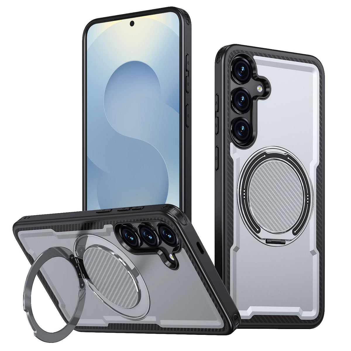 For Galaxy S24 FE 5G Kalebol Metal 360 Degree Rotation Holder MagSafe Phone Case - Grey - EDA008480911C