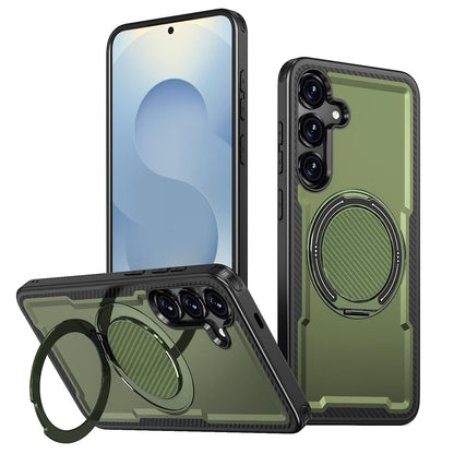For Galaxy S24 FE 5G Kalebol Metal 360 Degree Rotation Holder MagSafe Phone Case - Green - EDA008480911E