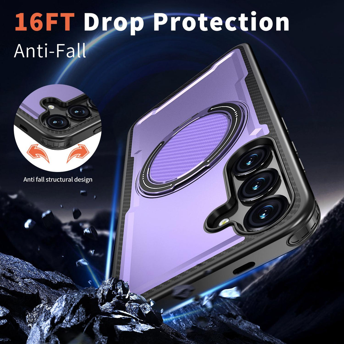 For Galaxy S24 FE 5G Kalebol Metal 360 Degree Rotation Holder MagSafe Phone Case - Purple - EDA008480911F