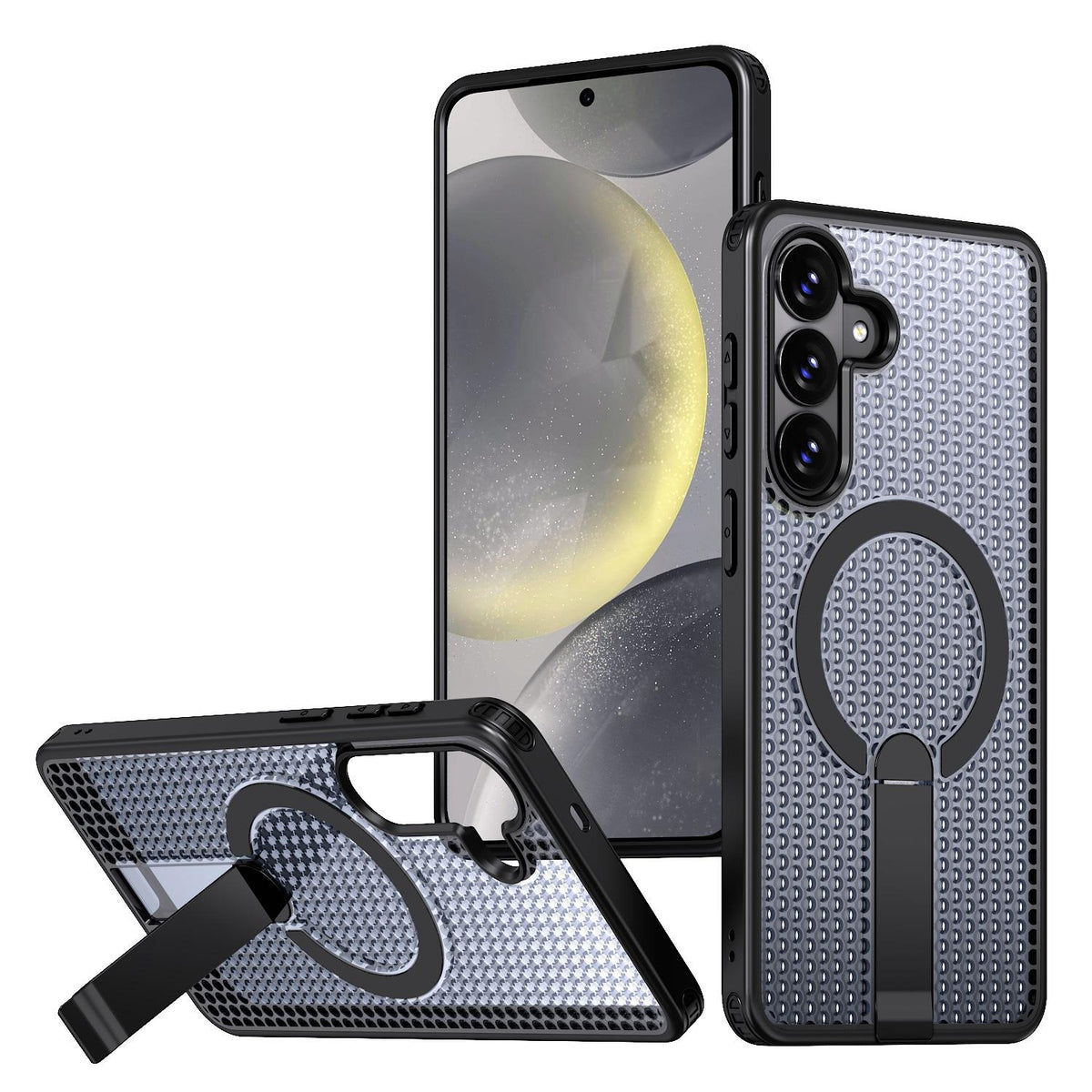 For Galaxy S26 FE 5G kalebol Honeycomb Cooling MagSafe Holder Phone Case - Black - EDA008482010A