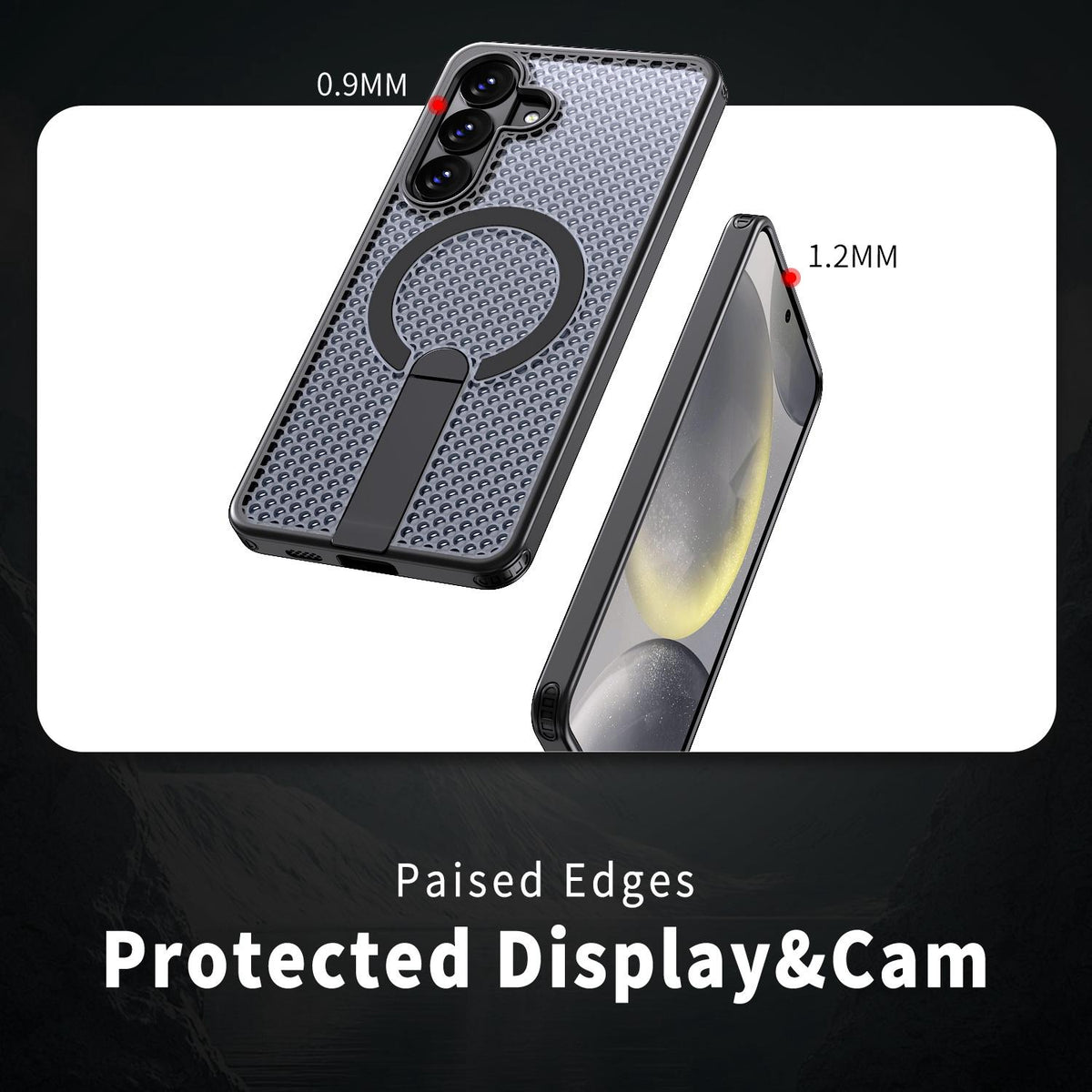 For Galaxy S26 FE 5G kalebol Honeycomb Cooling MagSafe Holder Phone Case - Black - EDA008482010A