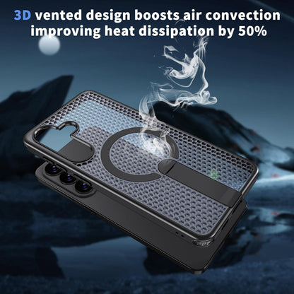 For Galaxy S26 FE 5G kalebol Honeycomb Cooling MagSafe Holder Phone Case - Black - EDA008482010A