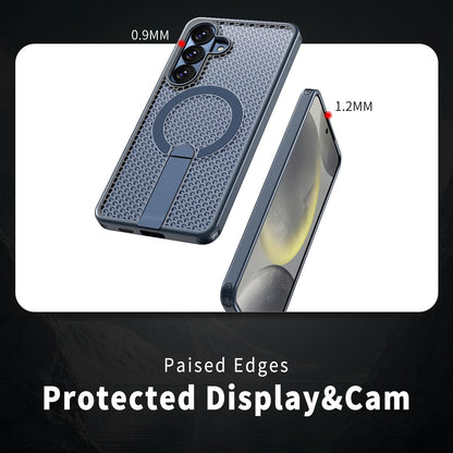 For Galaxy S26 FE 5G kalebol Honeycomb Cooling MagSafe Holder Phone Case - Blue - EDA008482010B