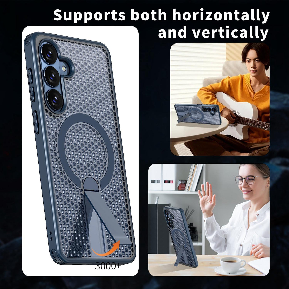 For Galaxy S26 FE 5G kalebol Honeycomb Cooling MagSafe Holder Phone Case - Blue - EDA008482010B