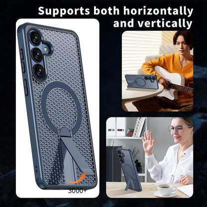 For Galaxy S26 FE 5G kalebol Honeycomb Cooling MagSafe Holder Phone Case - Blue - EDA008482010B