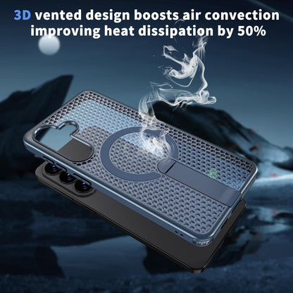 For Galaxy S26 FE 5G kalebol Honeycomb Cooling MagSafe Holder Phone Case - Blue - EDA008482010B