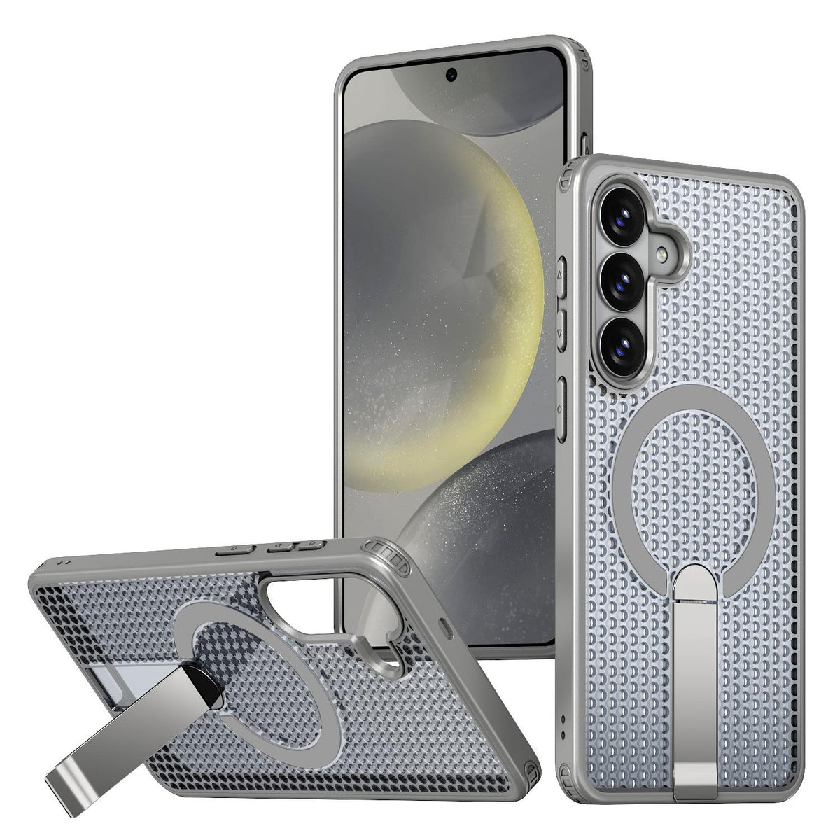 For Galaxy S26 FE 5G kalebol Honeycomb Cooling MagSafe Holder Phone Case - Titanium Grey - EDA008482010C