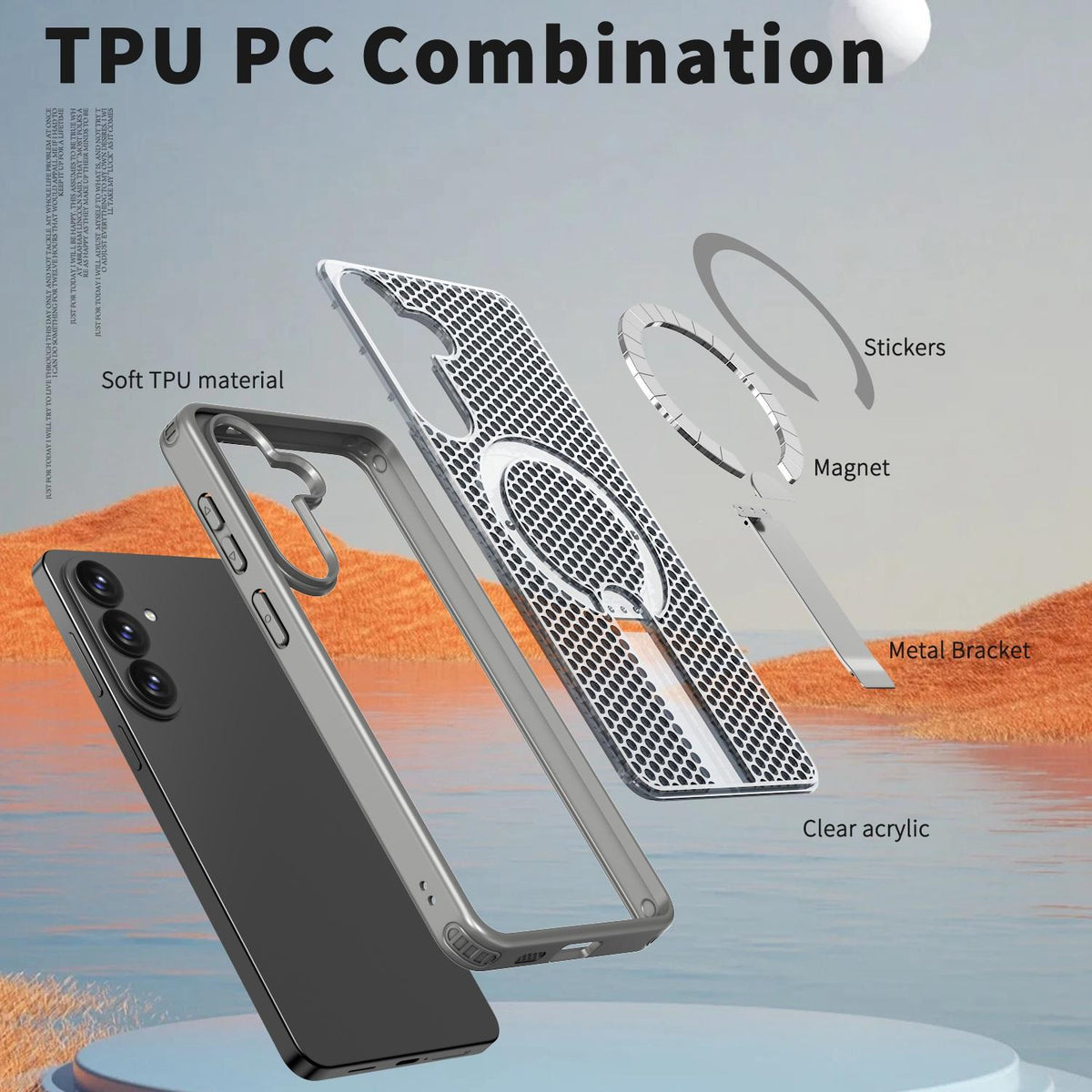 For Galaxy S26 FE 5G kalebol Honeycomb Cooling MagSafe Holder Phone Case - Titanium Grey - EDA008482010C