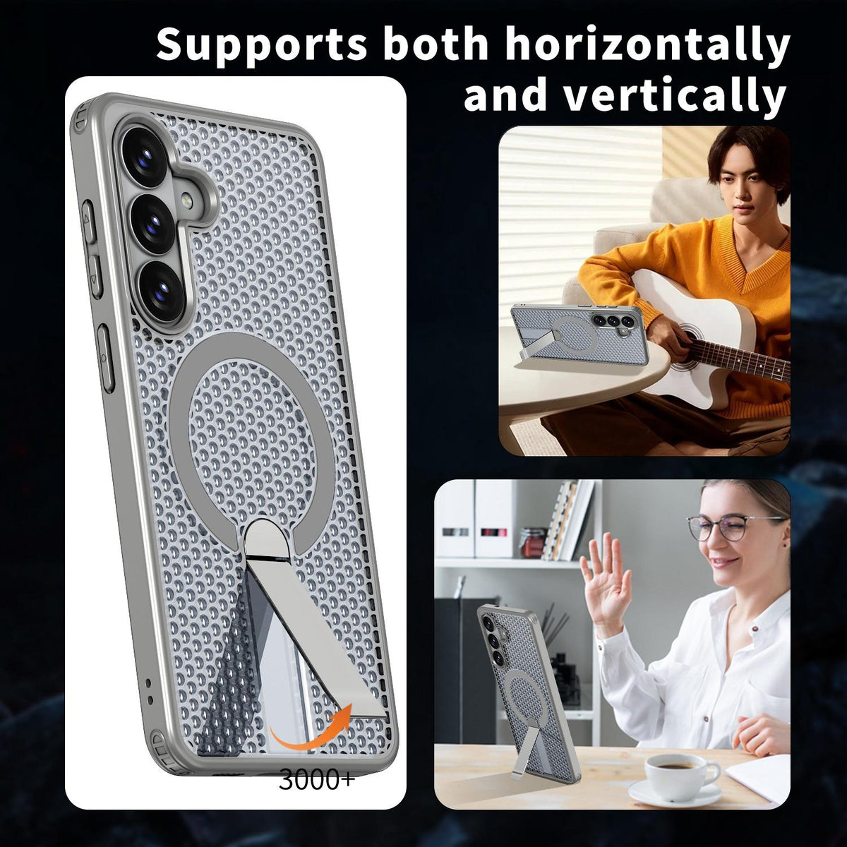 For Galaxy S26 FE 5G kalebol Honeycomb Cooling MagSafe Holder Phone Case - Titanium Grey - EDA008482010C