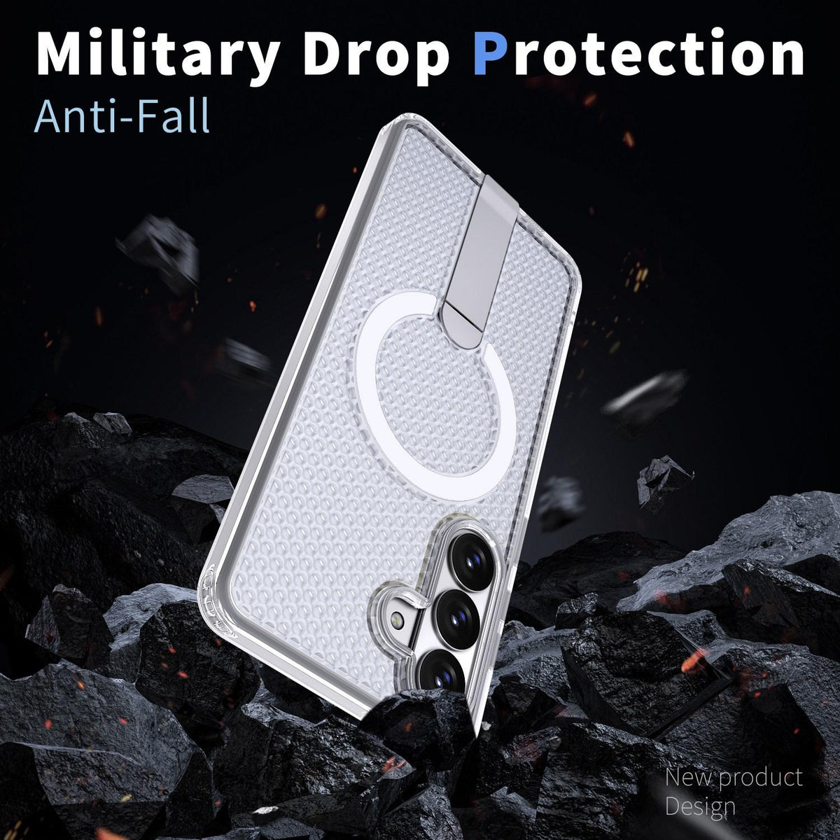 For Galaxy S26 FE 5G kalebol Honeycomb Cooling MagSafe Holder Phone Case - Frosted Transparent - EDA008482010D