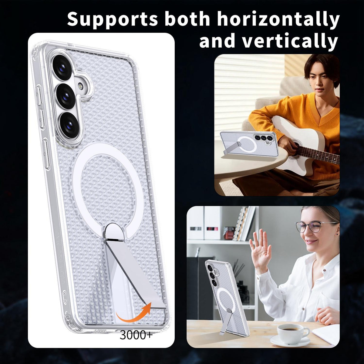 For Galaxy S26 FE 5G kalebol Honeycomb Cooling MagSafe Holder Phone Case - Frosted Transparent - EDA008482010D