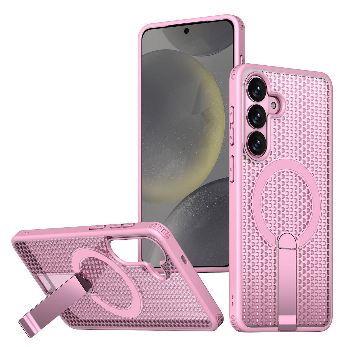 For Galaxy S26 FE 5G kalebol Honeycomb Cooling MagSafe Holder Phone Case - Pink - EDA008482010E