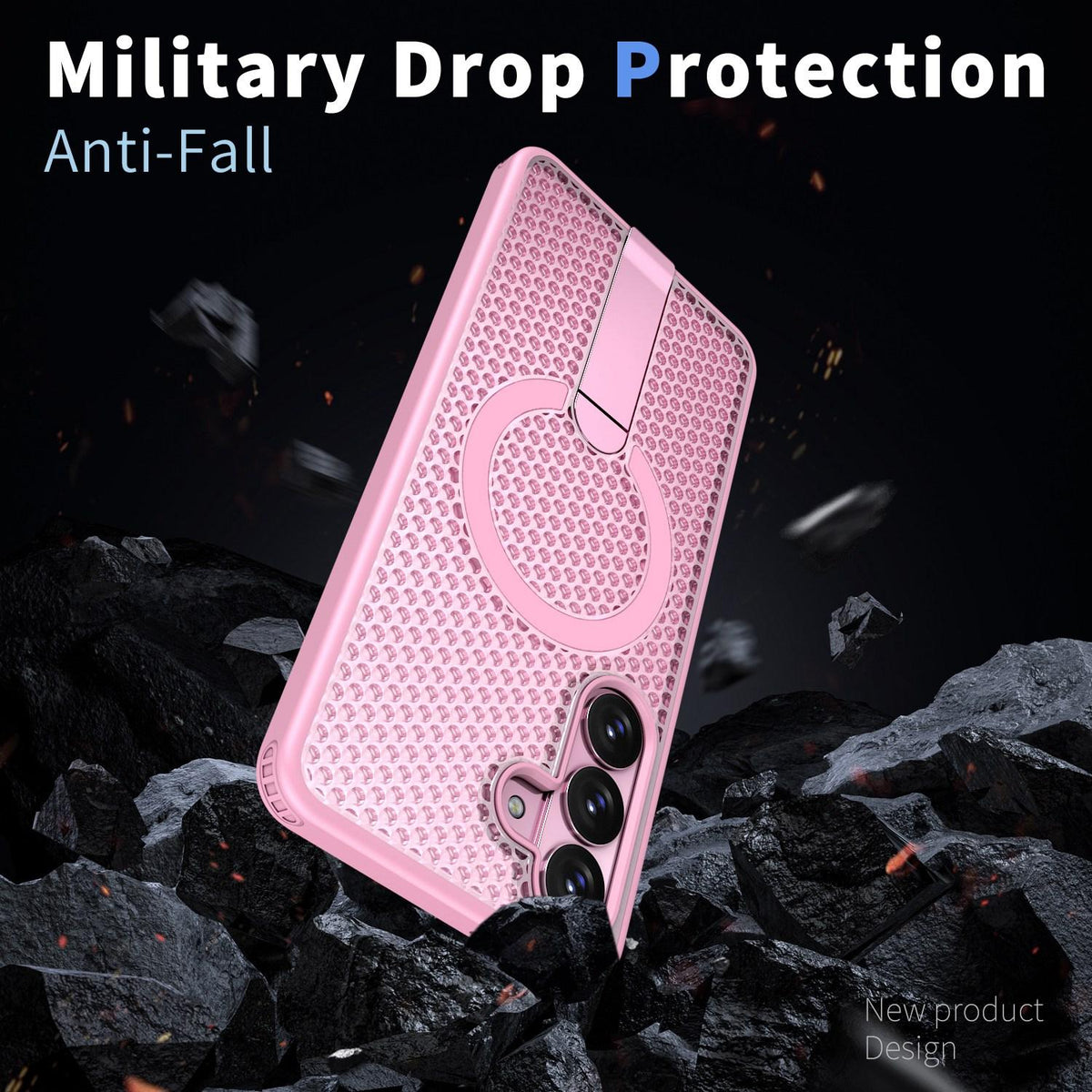 For Galaxy S26 FE 5G kalebol Honeycomb Cooling MagSafe Holder Phone Case - Pink - EDA008482010E