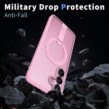 For Galaxy S26 FE 5G kalebol Honeycomb Cooling MagSafe Holder Phone Case - Pink - EDA008482010E