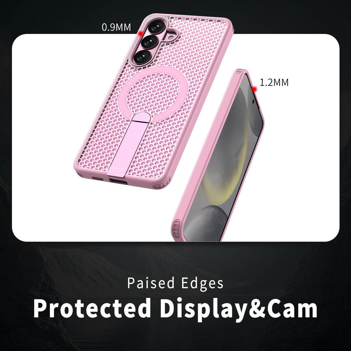 For Galaxy S26 FE 5G kalebol Honeycomb Cooling MagSafe Holder Phone Case - Pink - EDA008482010E