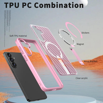 For Galaxy S26 FE 5G kalebol Honeycomb Cooling MagSafe Holder Phone Case - Pink - EDA008482010E