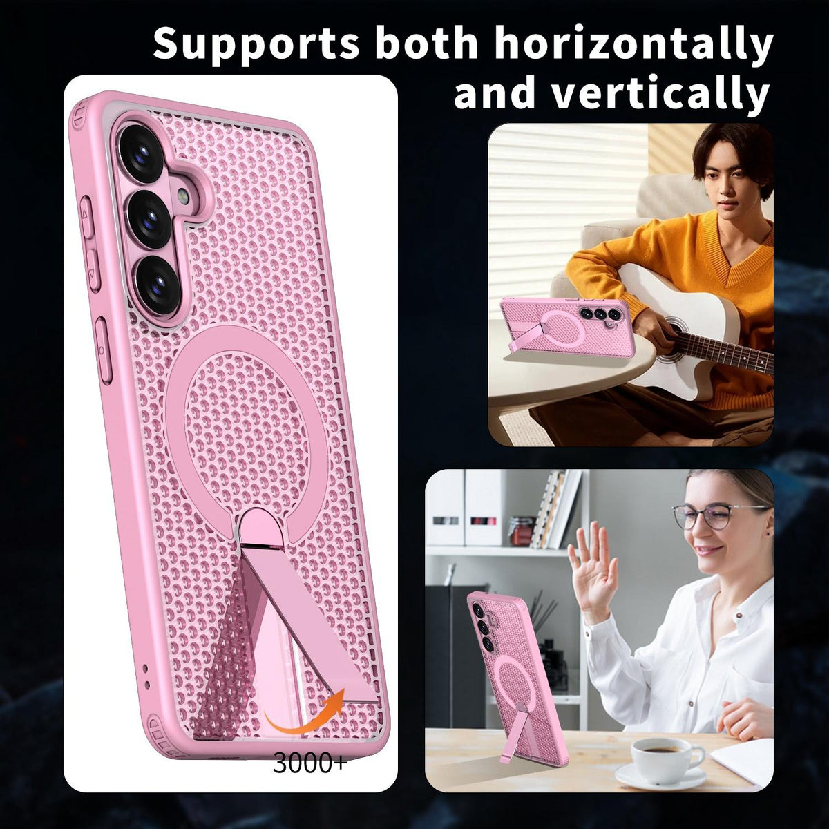For Galaxy S26 FE 5G kalebol Honeycomb Cooling MagSafe Holder Phone Case - Pink - EDA008482010E