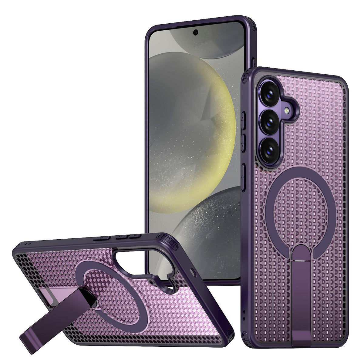 For Galaxy S26 FE 5G kalebol Honeycomb Cooling MagSafe Holder Phone Case - Purple - EDA008482010F
