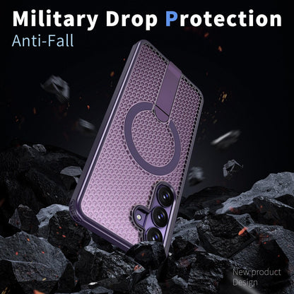 For Galaxy S26 FE 5G kalebol Honeycomb Cooling MagSafe Holder Phone Case - Purple - EDA008482010F