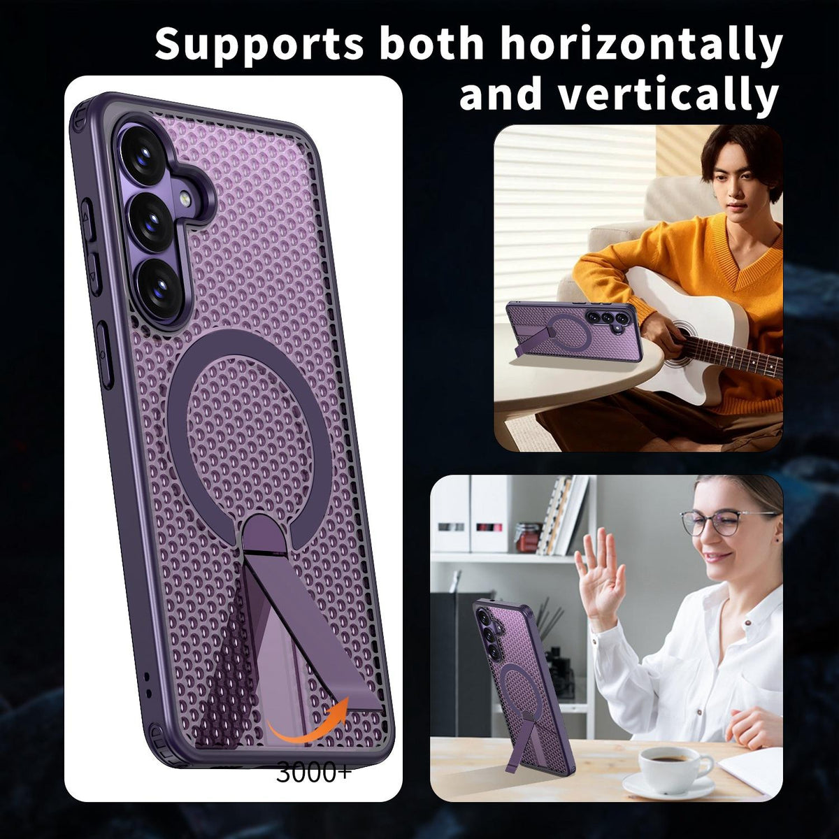 For Galaxy S26 FE 5G kalebol Honeycomb Cooling MagSafe Holder Phone Case - Purple - EDA008482010F