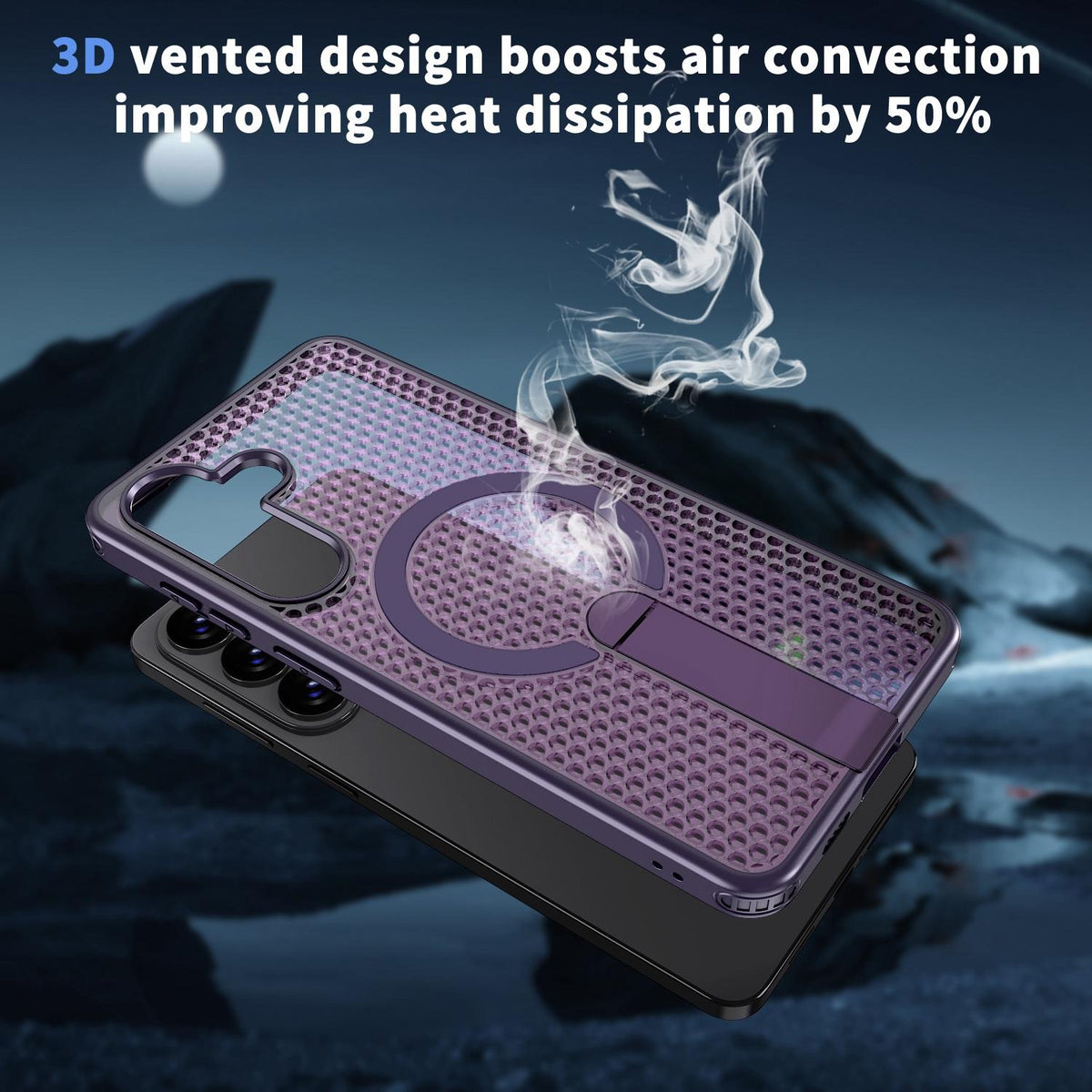 For Galaxy S26 FE 5G kalebol Honeycomb Cooling MagSafe Holder Phone Case - Purple - EDA008482010F