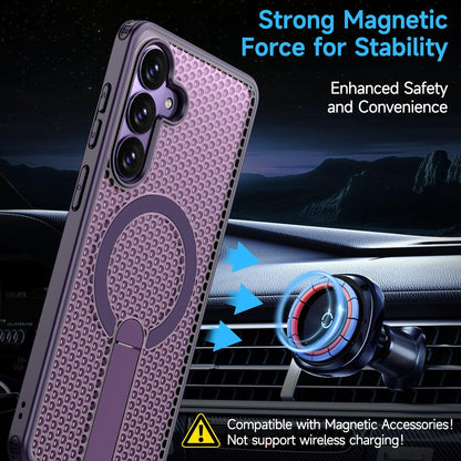 For Galaxy S26 FE 5G kalebol Honeycomb Cooling MagSafe Holder Phone Case - Purple - EDA008482010F