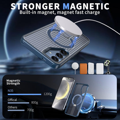 For Galaxy S25 FE 5G kalebol Honeycomb Cooling MagSafe Holder Phone Case - Blue - EDA008482011B