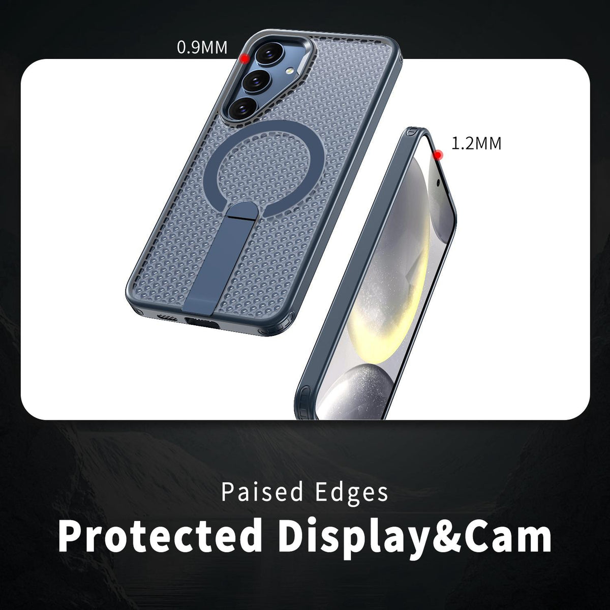 For Galaxy S25 FE 5G kalebol Honeycomb Cooling MagSafe Holder Phone Case - Blue - EDA008482011B