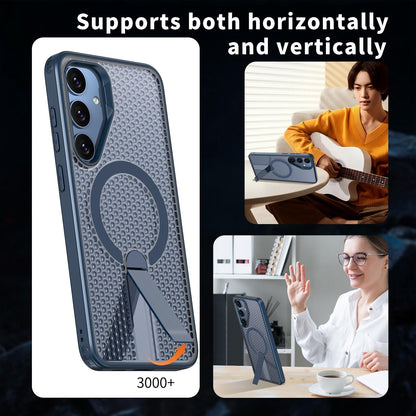 For Galaxy S25 FE 5G kalebol Honeycomb Cooling MagSafe Holder Phone Case - Blue - EDA008482011B