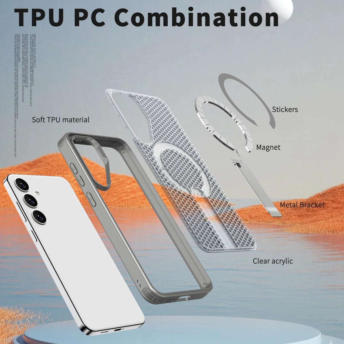 For Galaxy S25 FE 5G kalebol Honeycomb Cooling MagSafe Holder Phone Case - Titanium Grey - EDA008482011C