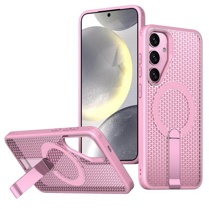 For Galaxy S25 FE 5G kalebol Honeycomb Cooling MagSafe Holder Phone Case - Pink - EDA008482011E
