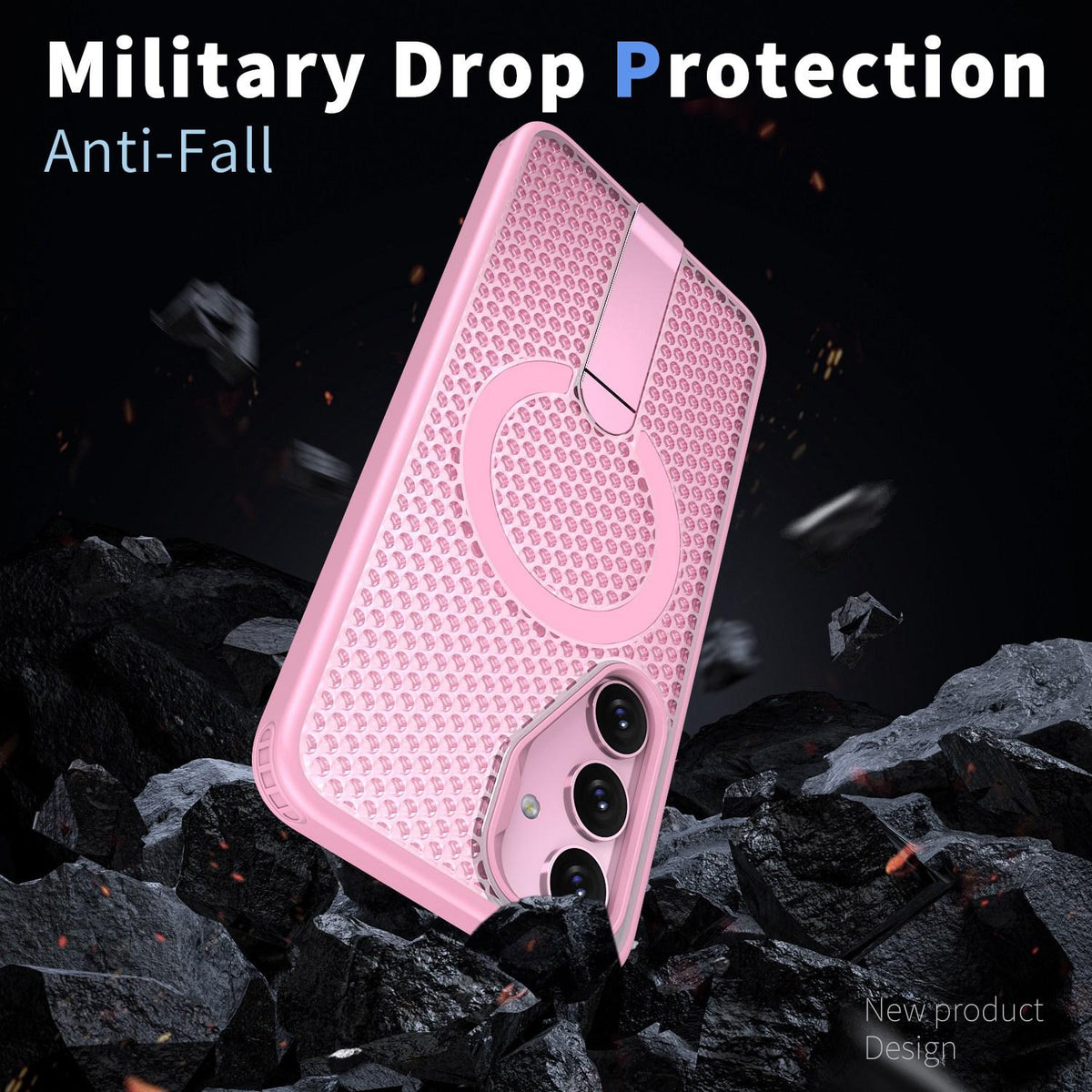 For Galaxy S25 FE 5G kalebol Honeycomb Cooling MagSafe Holder Phone Case - Pink - EDA008482011E
