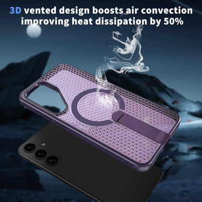 For Galaxy S25 FE 5G kalebol Honeycomb Cooling MagSafe Holder Phone Case - Purple - EDA008482011F