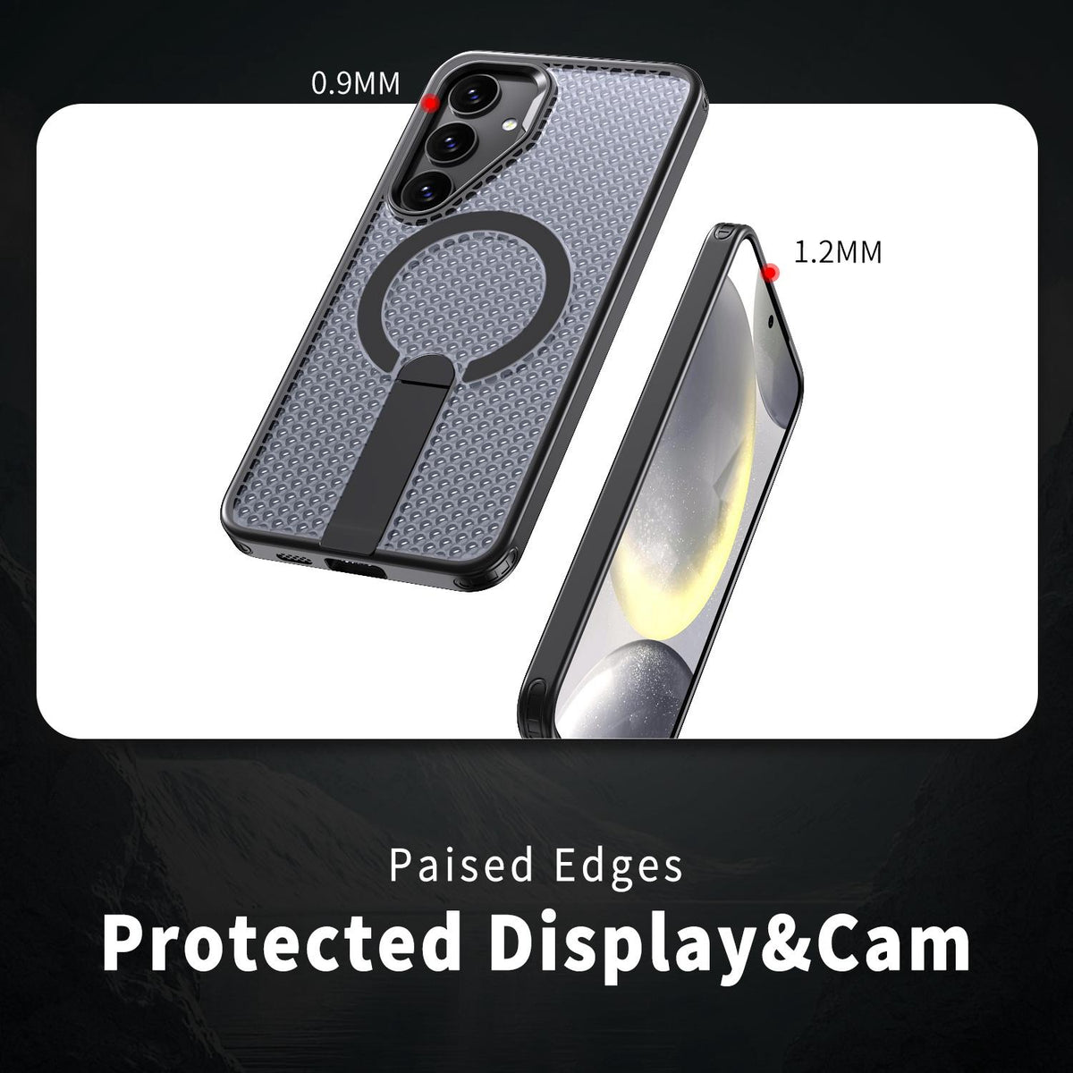 For Galaxy S25 5G kalebol Honeycomb Cooling MagSafe Holder Phone Case - Black - EDA008482012A