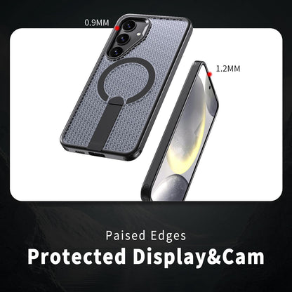 For Galaxy S25 5G kalebol Honeycomb Cooling MagSafe Holder Phone Case - Black - EDA008482012A