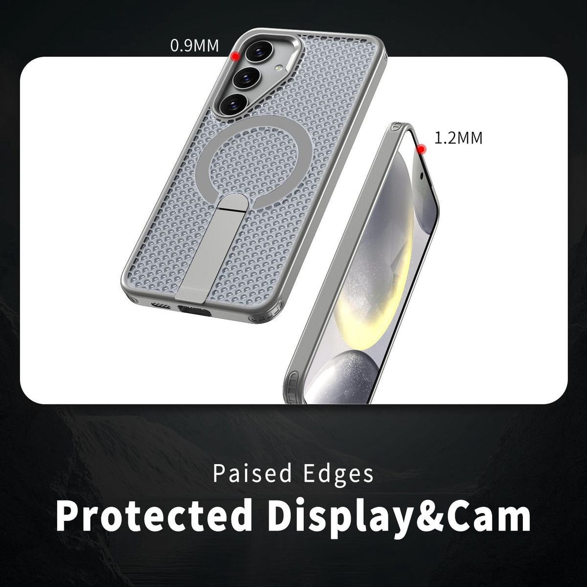 For Galaxy S25 5G kalebol Honeycomb Cooling MagSafe Holder Phone Case - Titanium Grey - EDA008482012C