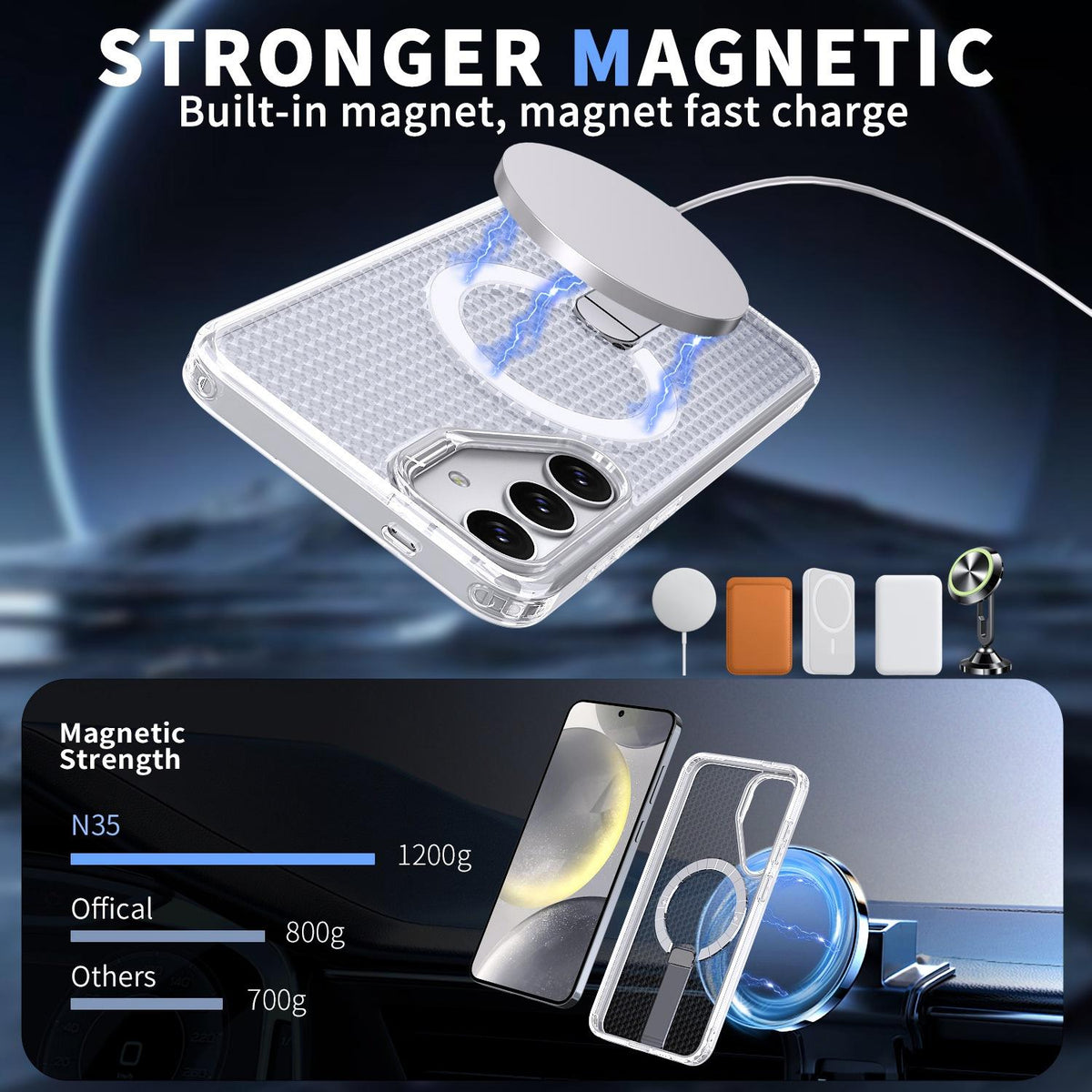 For Galaxy S25 5G kalebol Honeycomb Cooling MagSafe Holder Phone Case - Frosted Transparent - EDA008482012D