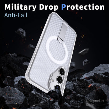 For Galaxy S25 5G kalebol Honeycomb Cooling MagSafe Holder Phone Case - Frosted Transparent - EDA008482012D