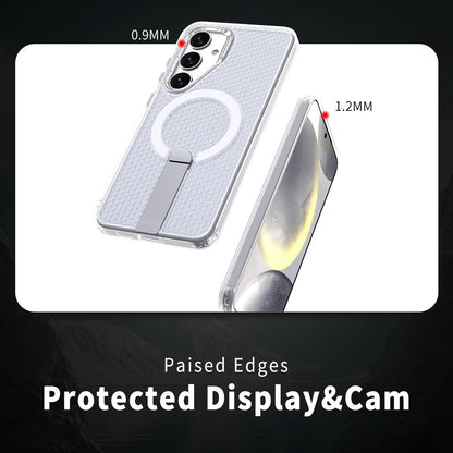 For Galaxy S25 5G kalebol Honeycomb Cooling MagSafe Holder Phone Case - Frosted Transparent - EDA008482012D