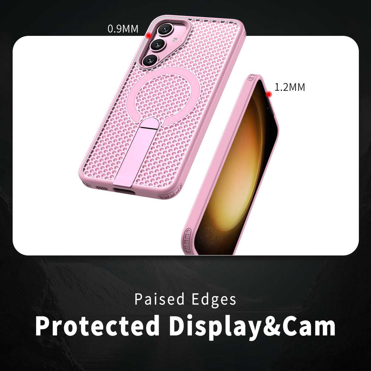 For Galaxy S25 5G kalebol Honeycomb Cooling MagSafe Holder Phone Case - Pink - EDA008482012E