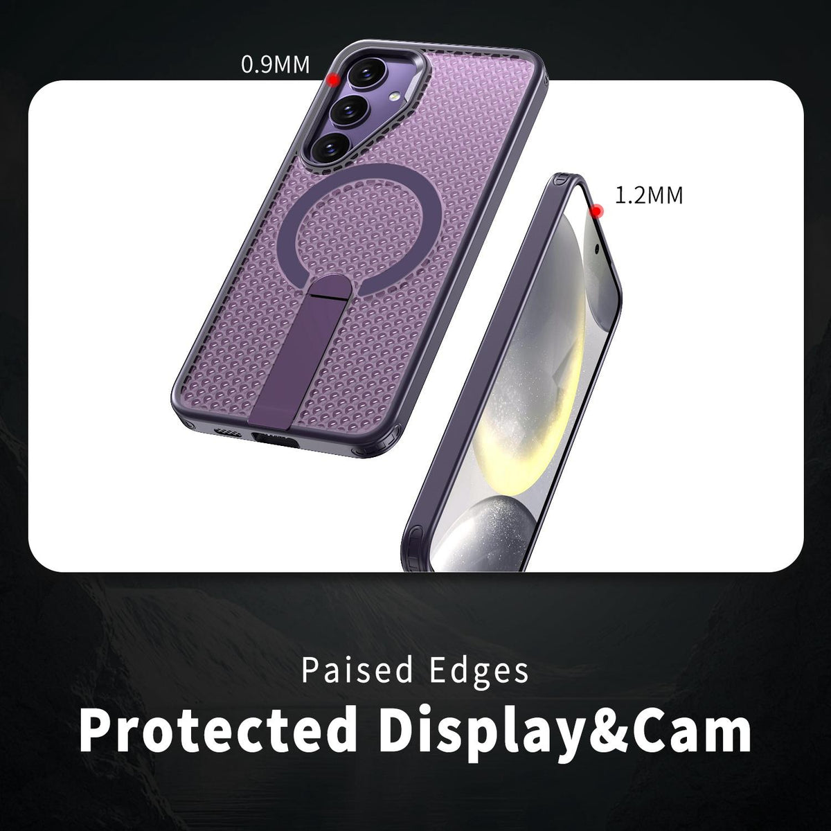 For Galaxy S25 5G kalebol Honeycomb Cooling MagSafe Holder Phone Case - Purple - EDA008482012F