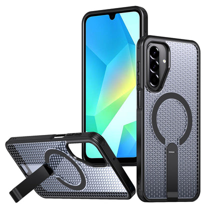 For Galaxy A17 4G / 5G kalebol Honeycomb Cooling MagSafe Holder Phone Case - Black - EDA008482414A