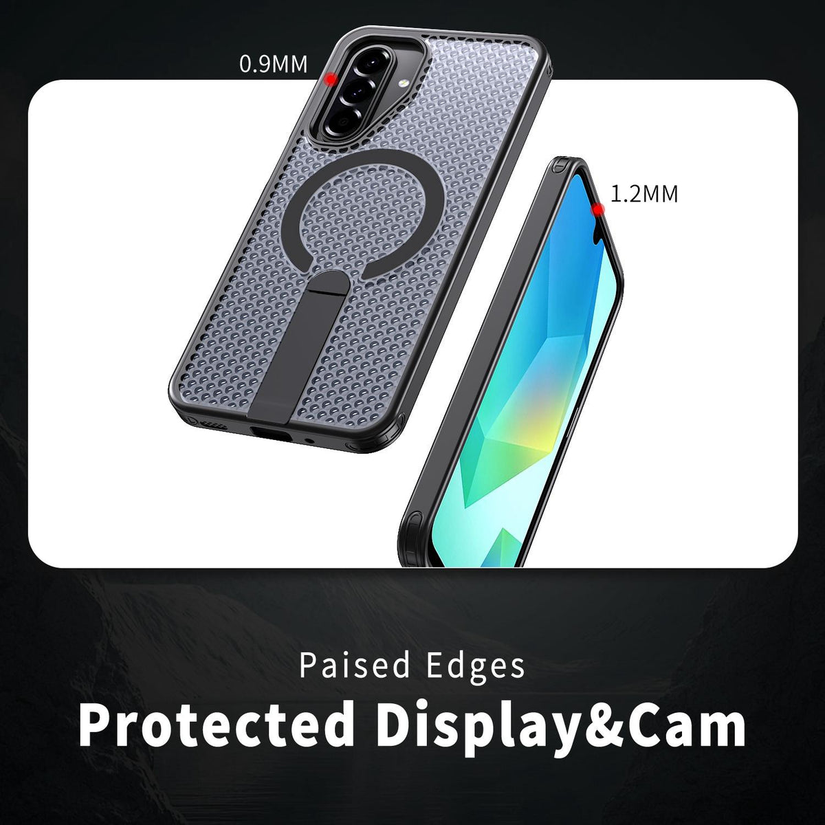 For Galaxy A17 4G / 5G kalebol Honeycomb Cooling MagSafe Holder Phone Case - Black - EDA008482414A