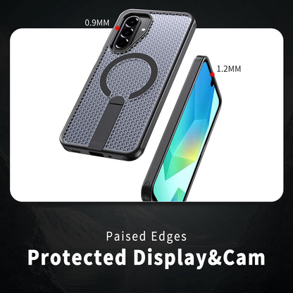 For Galaxy A17 4G / 5G kalebol Honeycomb Cooling MagSafe Holder Phone Case - Black - EDA008482414A